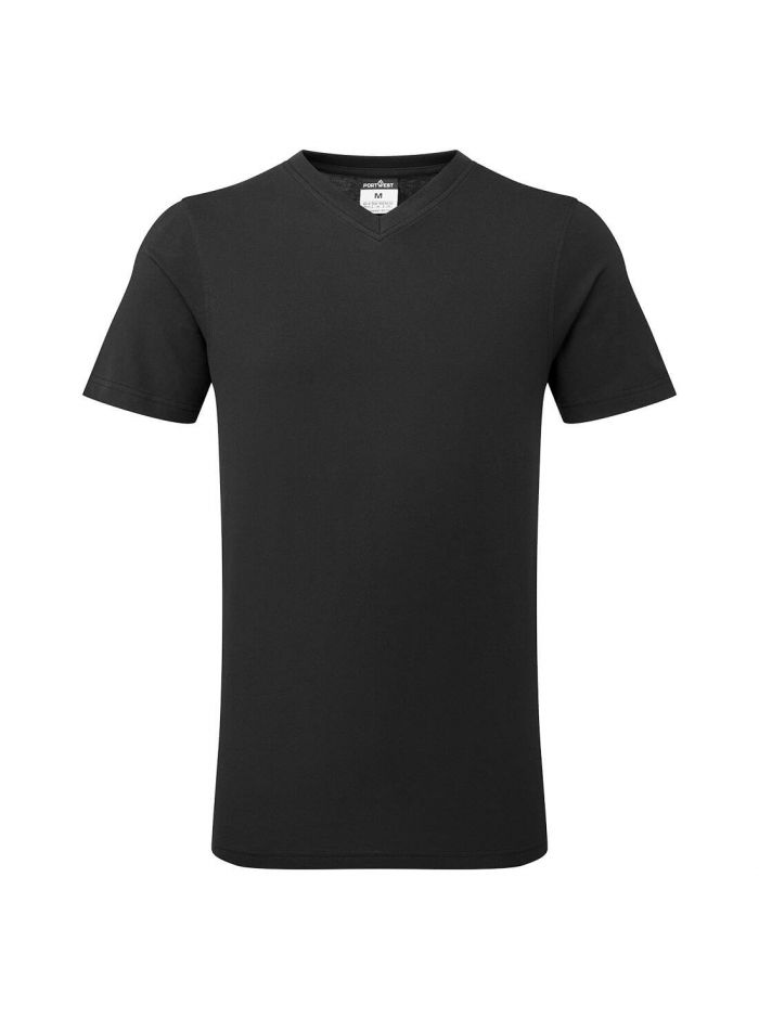 V-Neck Cotton T-Shirt S/S, L, R, Black