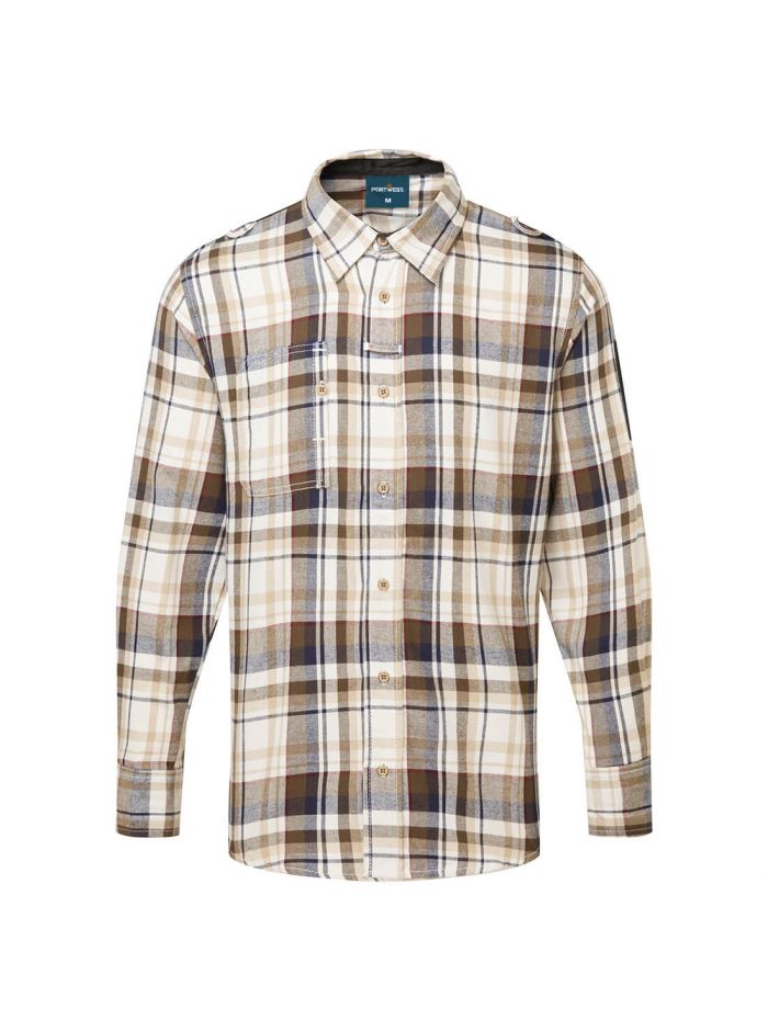 KX3 Check Work Shirt, L, C, Brown Check