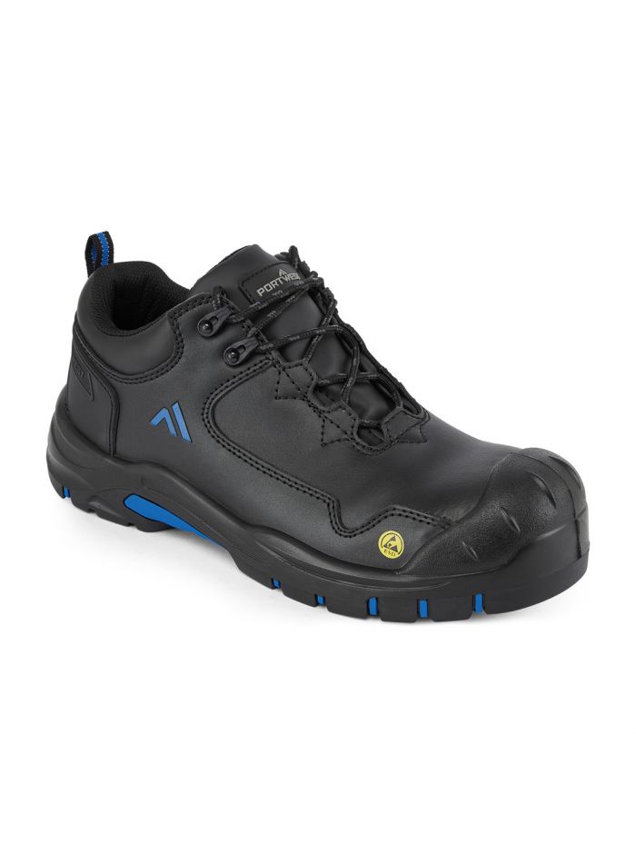 Composite Action Leather Low Shoe S3S ESD HRO SR SC FO, 35, B, Black/Blue