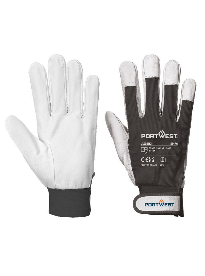 Leather 110 Grain Palm Mechanical Glove, XXL, R, Black