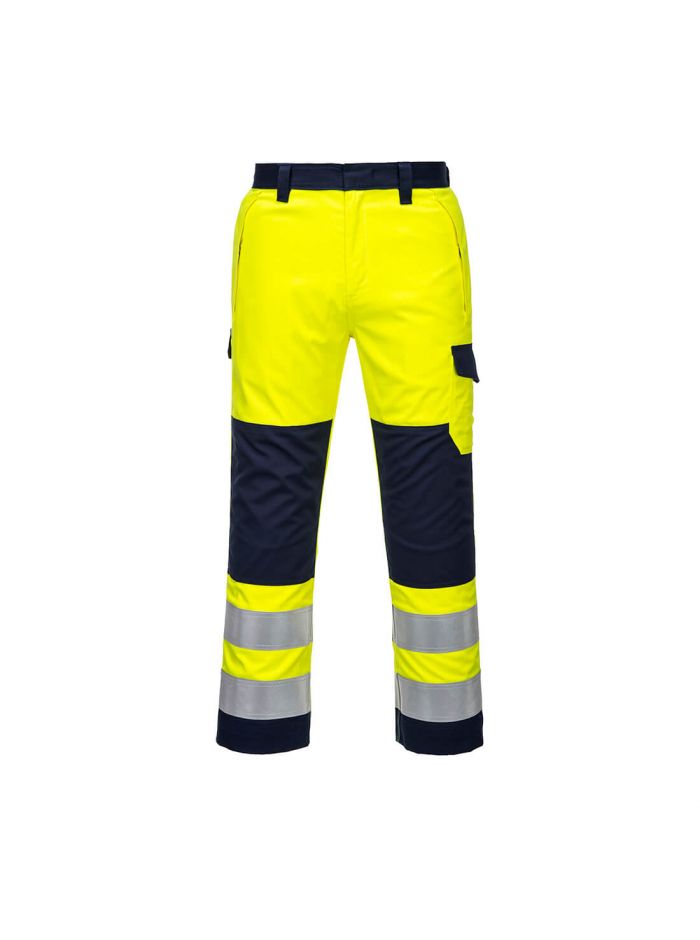 Modaflame Work Hi-Vis Multi-Norm Contast FR Trousers, L, R, Yellow/Navy