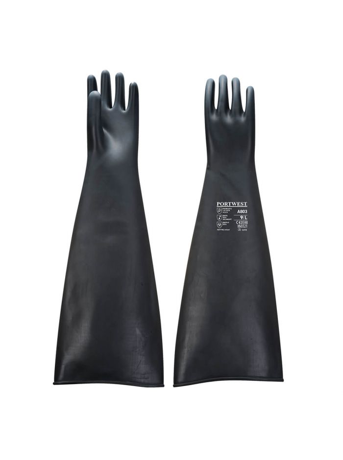 Chem 600 Latex Heavyweight Gauntlet, L, R, Black