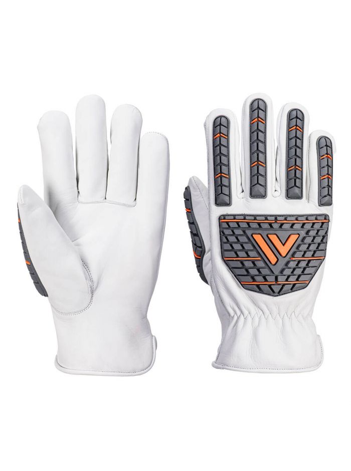 Impact 110 Cow Leather Glove, L, R, White