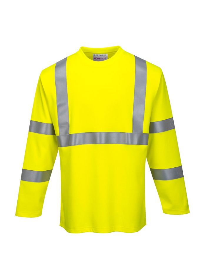 Modaflame Knit Hi-Vis FR Long Sleeve T-Shirt, L, R, Yellow