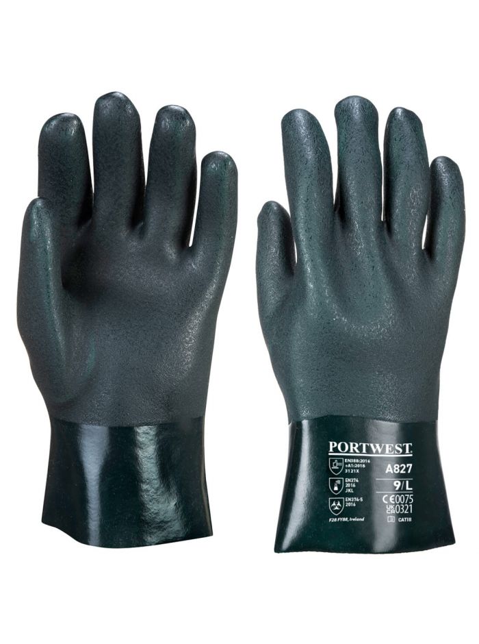 Chem 270 PVC Double Dipped Gauntlet, XL, R, Green