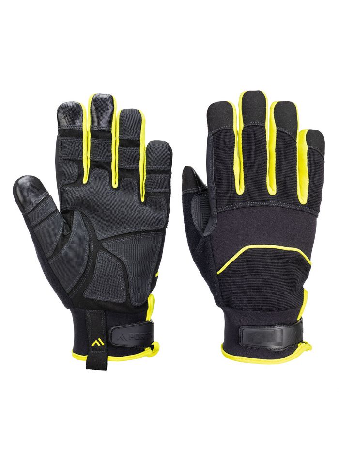 Needle Resistant F350 Mechanical Glove, L, Y, Black/Yellow