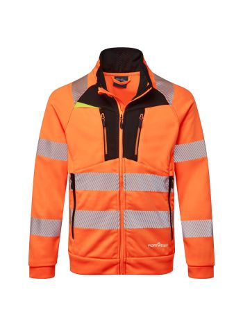 DX4 Hi-Vis Funnel Neck Zipped Sweatshirt, 4XL, R, Orange/Black