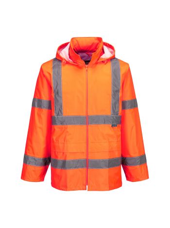 Hi-Vis Rain Jacket, 4XL, R, Orange