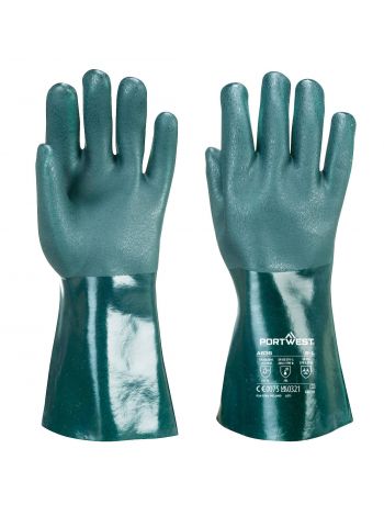 Chem 350 PVC Double Dipped Gauntlet, L, R, Green