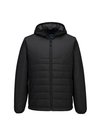 Professional Hooded Insulated Baffle Jacket, L, R, Black