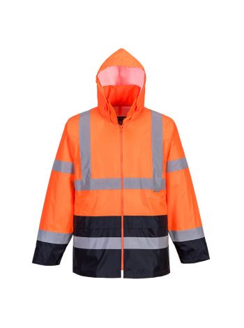 Hi-Vis Contrast Classic Rain Jacket , 4XL, R, Orange/Navy