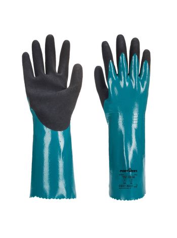 Chem 300 Nitrile Sandy Double Dipped Gauntlet, L, R, Blue/Black